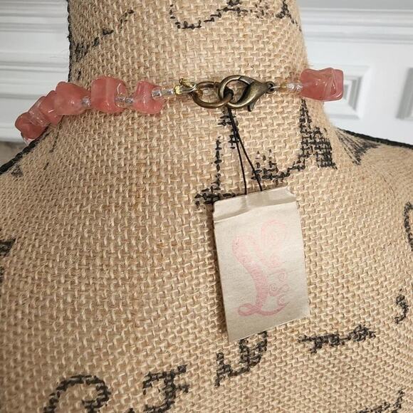 TRESKA rose Quartz beaded‎ tassle long statement necklace - Picture 6 of 6